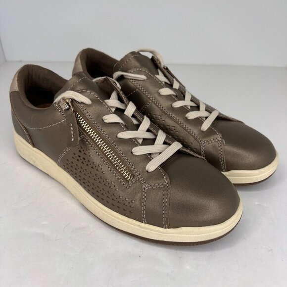 Earth Womens Etnetta Brown Perforated Leather Lace Up Zip Size 8.5 M Sneakers - Picture 2 of 9